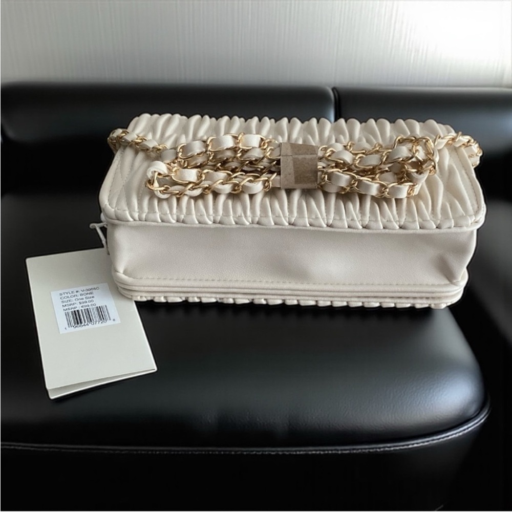 Valentino Orlandi Cream Quilted Bag with Gold Detail  NWT - Picture 3 of 6
